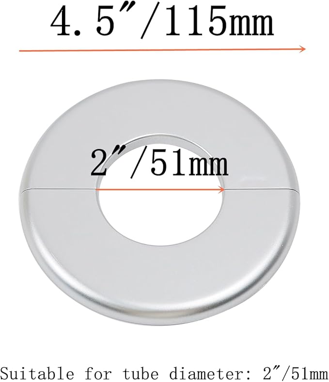 4 Pcs Wall Split Flange, ABS Round Self-Adhesive Escutcheon Plate Buckles Design for 2"/51mm,Silver