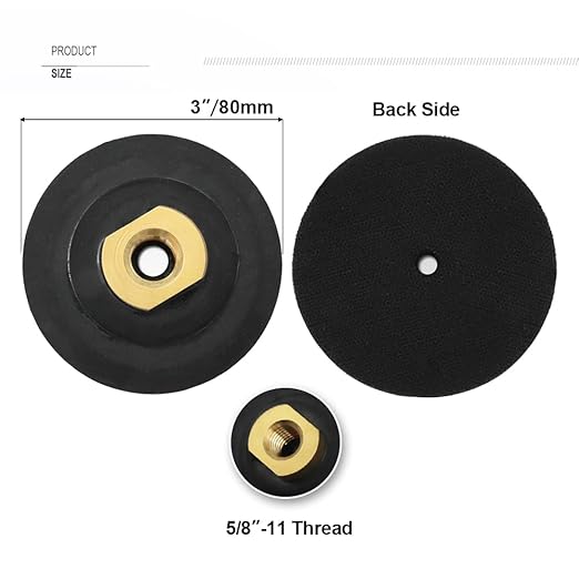 SHDIATOOL 3 Inch Backer Pad or Backing pad of Rubber Body with 5/8-Inch-11 Thread for Diamond Pads