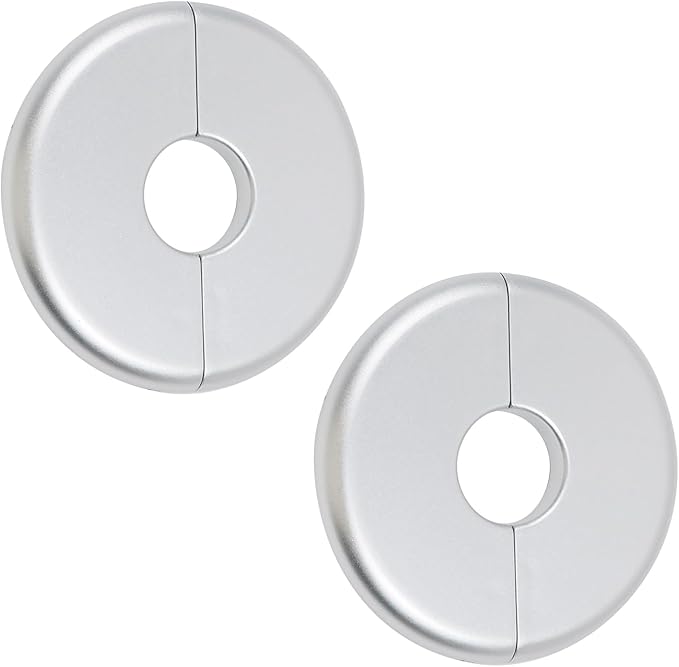2 Pcs Wall Split Flange, ABS Round Self-Adhesive Escutcheon Plate Buckles Design for 0.86"/22mm,Silver