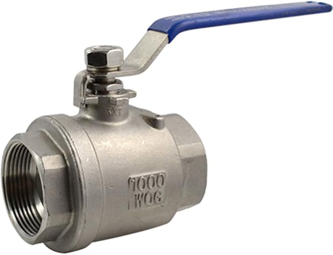 2Pcs 316 Stainless Steel 1.5" Full Port Ball Valve with Heavy Duty Blue Vinyl Insulation Handle, NPT Female x Female Thread,1000 WOG