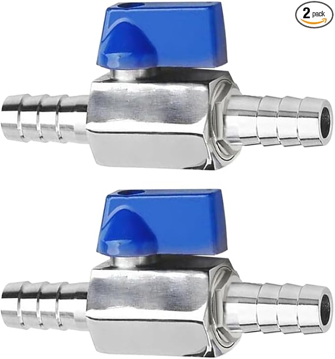 Stainless Steel Shut Off Valve 1/4" Hose Barb Ball Valve for Water Fuel Air (Pack of 2)