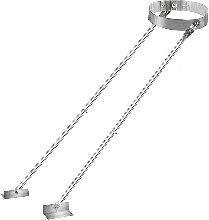 Stainless Steel Extended Roof Chimney Support Kit, 6-14" Adjustable Extended Roof Brace, Chimney Stove Pipe Support Provide Stability Against Wind and Snow（Silver）