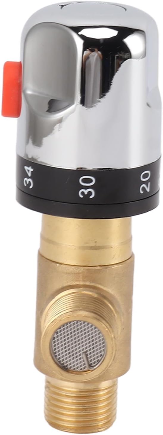 Asixxsix Thermostatic Mixing Valve, Brass Shower Mixing Valve, Hot and Cold Water Temperature Control for Basin Bathroom, Brass Plumbing Fitting
