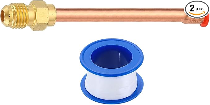 uxcell 2Pcs Brass Pipe Fitting, 1/4 SAE Male Thread x 1/4" OD Flare Connector with Copper Tube for HVAC System Air Conditioner Refrigeration