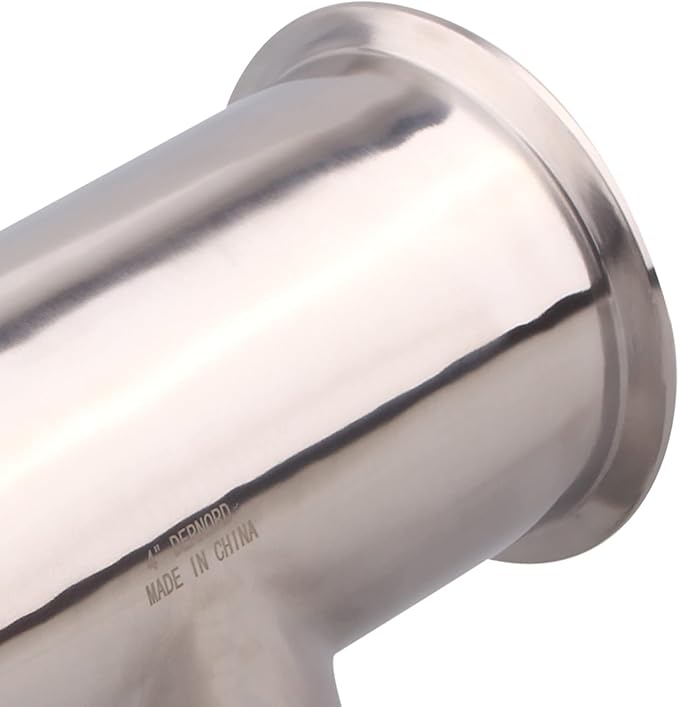 DERNORD Clamp Tee 3 Way Stainless Steel 304 with 3 Silicone Gaskets Fits 4" Tri Clamp, 119mm Pipe OD Sanitary Fittings