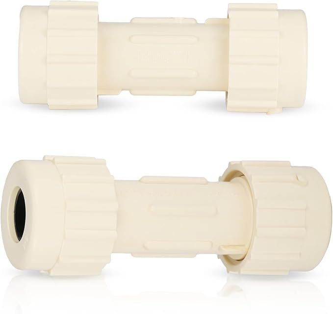 (Pack of 2) EFIELD 1/2"Compression Coupling,CPVC Fittings for Plumbing Installations and Repair (1/2"x1/2"COM),(CPVC048-2)