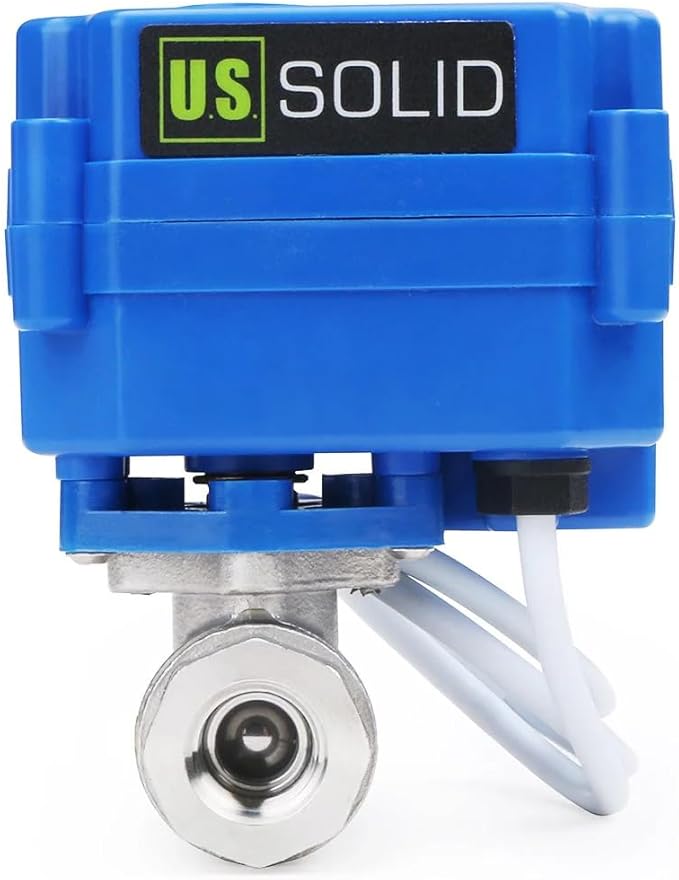 U.S. Solid Motorized Ball Valve- 1/4" Stainless Steel Ball Valve with Full Port, 9-24V AC/DC and 2 Wire Auto Return Setup