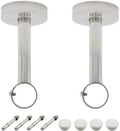 2 Pack Ceiling Mount Bracket, Stainless Steel Wardrobe Pipe Bracket Rod Holder Ceiling Holder, ULIFESTAR Shower Curtain Closet Wardrobe Rod Lever Support Pipe Flange Socket (D*H)33*200mm/1.3*8''