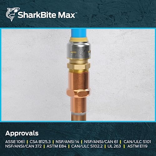 SharkBite Max 1/2 Inch MNPT Adapter, Push to Connect Brass Plumbing Fitting, PEX Pipe, Copper, CPVC, PE-RT, HDPE, UR120A