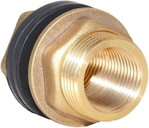 Joywayus 2PCS 1/2" NPT Female 3/4" GHT Male Soild Brass Water Tank Connector Theaded Bulkhead Fitting with 2 Rubber Ring Stablizing …