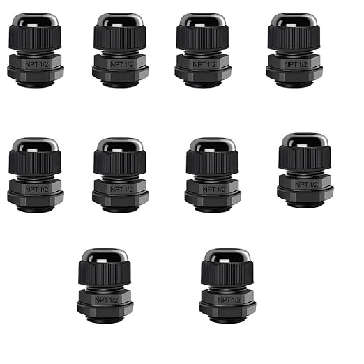 10 Pack 1/2" NPT Cable Gland Waterproof IP68 Nylon Cable Pass Through Cord Grip Connector Strain Relief Wire Grommet, for Electrical Enclosures Junction Boxes, LED Light