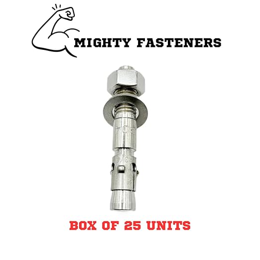 Wedge Anchors – Heavy-Duty 304 Stainless Steel Expansion Bolts for Concrete & Masonry, Rust-Resistant & Durable - 3/4" X 4-1/2" - 25 Pack