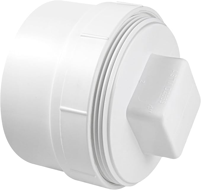 KIBBEH 4" PVC Sewer Cleanout Adapter with Plug Pipe Fitting, PVC DWV Flush Sewer Cleanout Cap, For Use With 4-Inch Sewer and Drain Pipe