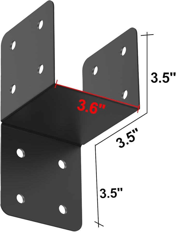 4 Pcs Joist Anchor Connector, Fit 4"x 4"Post, Roof Tie Header Hanger, Joint Post Cap, Truss to Beam Connector, Black Steel, Wall Mount, 4 Count