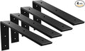 WINKER Countertop Support Bracket 4 Pack Heavy Duty 3/8" Thick Hidden L Shelf Bracket 18" x 8" x 2.5" Metal Corbels for Quartz/Granite/Wood/Concrete/Laminate Countertops, Black