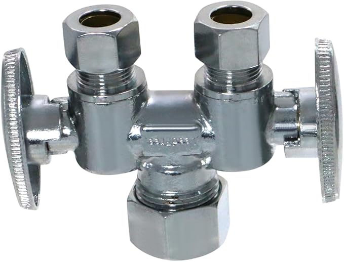 1 Pcs XFITTING OD Compression 3/8 Inch x 3/8 Inch OD Compression x 5/8 Inch OD Compression Dual Straight Valve, 4-4-3=1XX