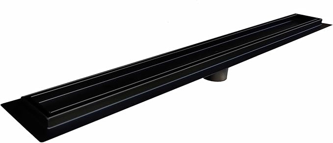 SereneDrains 304 Stainless Steel 36 Inch Tile in Linear Matte Black Shower Drain Kit Floor Long Hair Catcher Strainer Grate Cover Bathroom Insert (Matte Black, 35 Inch)