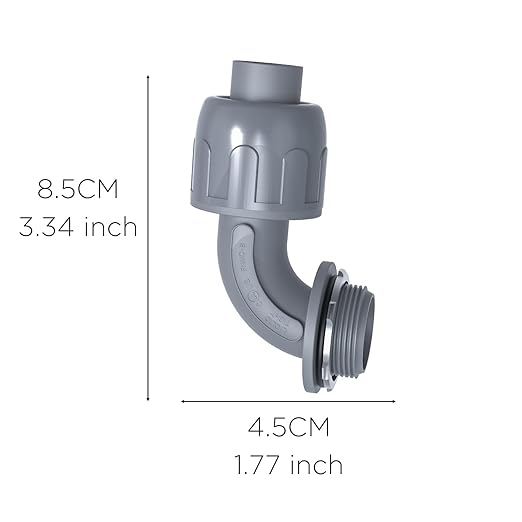 1/2-Inch Liquid Tight Connector 90-Degree, for PVC Electrical Flexible Conduit Fittings NPT Non-Metallic Connectors, for Home Outdoor Tubes Tools, UL Listed, Grey, 100-Pack