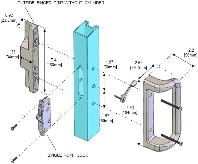 House Guard Black Patio Door Handle Set with Mortise Lock,Suitable for Replacement Sliding Doors Lock 3-15/16”Screw Hole Spacing.Choices That Add a Unique to Your Patio Glass Sliding Door.