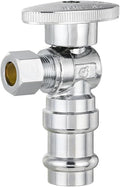 EFIELD Stop Angle Valve, 1/2" Copper Press x 3/8" OD Compression, 1/4 Turn, LF Brass Made, Chrome Plated,(VALVE393-1PCS)