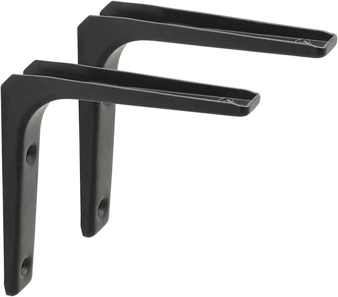 SAYAYO 2 PCS Iron Wall Shelf Bracket, 4 x 4 Inch Heavy Duty Shelf Support Bracket Decorative Joint Angle Bracket, Matte Black