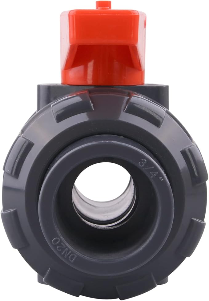 DERNORD PVC True Union Ball Valve with Full Port, EPDM O-Rings, and Reversible PTFE Seats,Rated at 200 PSI (3/4 inch Socket)