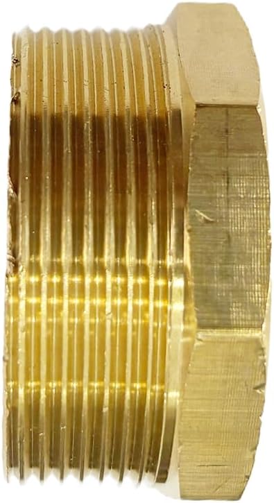 2" NPT Male x 1" NPT Female Brass Reducer Hex Bushing Threaded Pipe Fitting Reducing Adapter Pack of 1