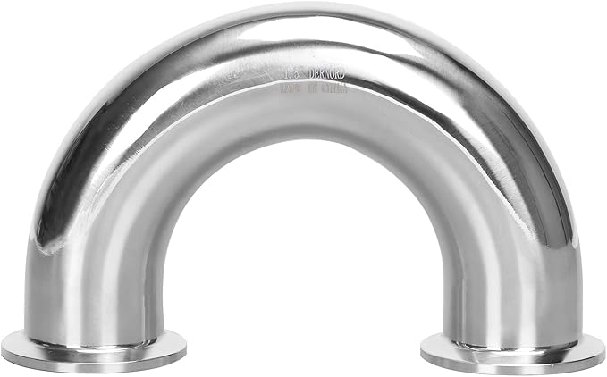 DERNORD 1.5" Tube OD Elbow 180 Degree Sanitary Pipe Fitting SS304 Tri Clamp 1.5 Inch