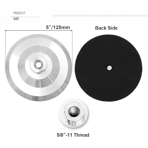 SHDIATOOL 5 Inch Backer Pad or Backing pad of Aluminum Body with 5/8-Inch-11 Thread for Diamond Pads