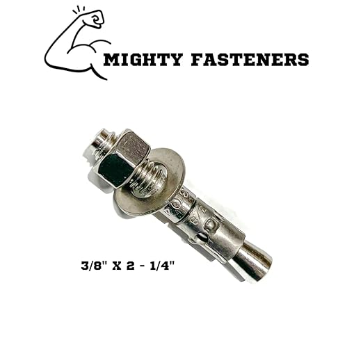 Wedge Anchors – Heavy-Duty 304 Stainless Steel Expansion Bolts for Concrete & Masonry, Rust-Resistant & Durable - 3/8" X 2-1/4" - 50 Pack