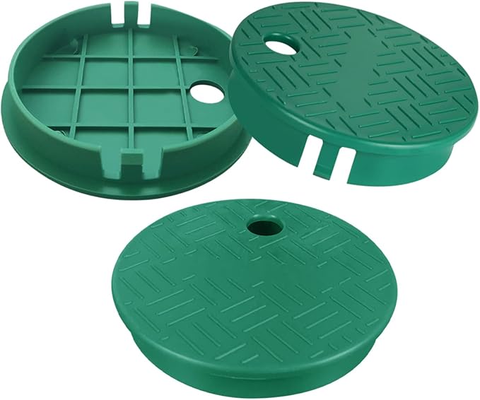 Cunguv Valve Box Cover Lid Sprinkler Valve Box Lid Replacement ID 5.5" OD 6" for Circular Irrigation Control 3 Pieces