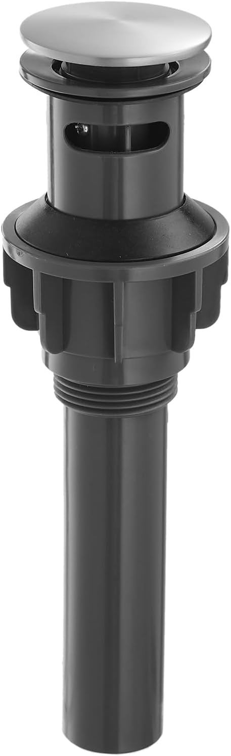 Bathroom Sink Drain with Overflow: Chrome+Black Bathroom Sink Drain Stopper for Bathroom Vanity Vessel Sink, Pop-up Sink Drain with Hair Catcher Anti-Clogging Strainer