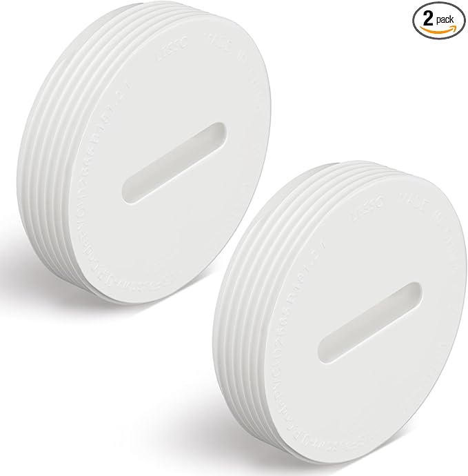 2 Pcs 4 Inch PVC DWV Pipe Fitting Flush Cleanout Plug Compatible with P110 Series NPT Male Threaded Connector PVC Plumbing Adapter for Plumbing Water Line Drainage Piping Waste Vent System