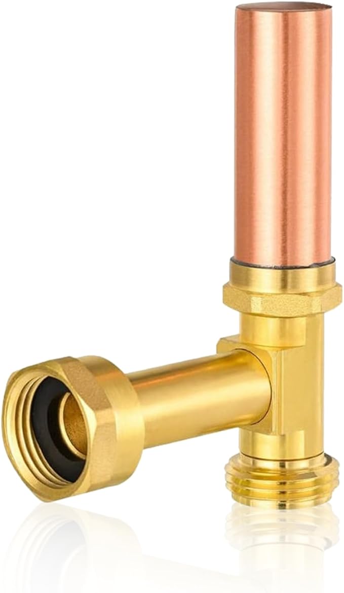 Water Hammer Arrestor,3/4 Inch Swivel FHT x 3/4 Inch MHT Copper Water Arrestor for Washing Machine Connection(1PACK,Angle Copper Arrestor)