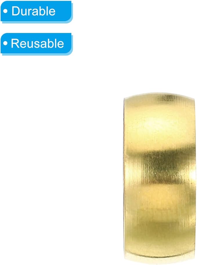 PATIKIL 16mm Tube OD Brass Compression Sleeves Ferrules, 50 Pack Brass Ferrule Fitting Brass Compression Fitting Assortment Kit for Air Water Gas Pipe