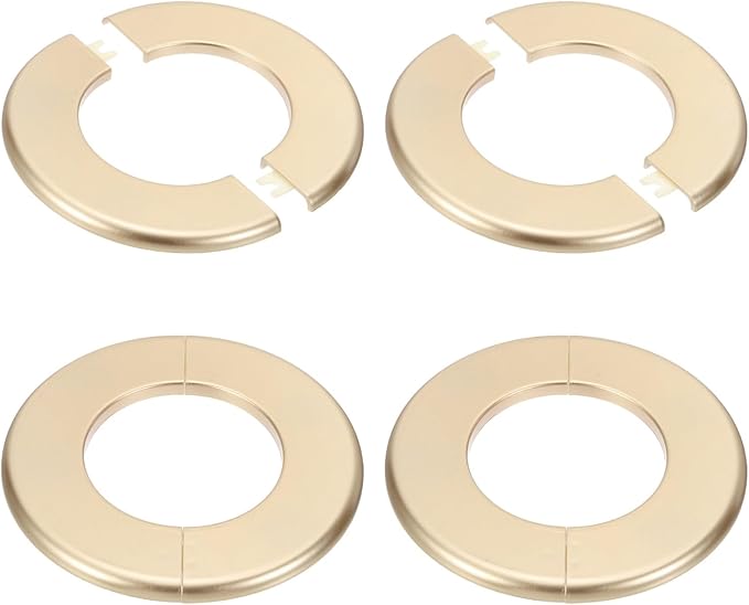PATIKIL Wall Split Flange 140mm / 5.5" OD, 4 Pcs Round Escutcheon Plate Cover PPR Plumbing Cover Plates with Self-Adhesive Tape for 78mm / 3.1" Dia Water Pipe Faucet, Gold
