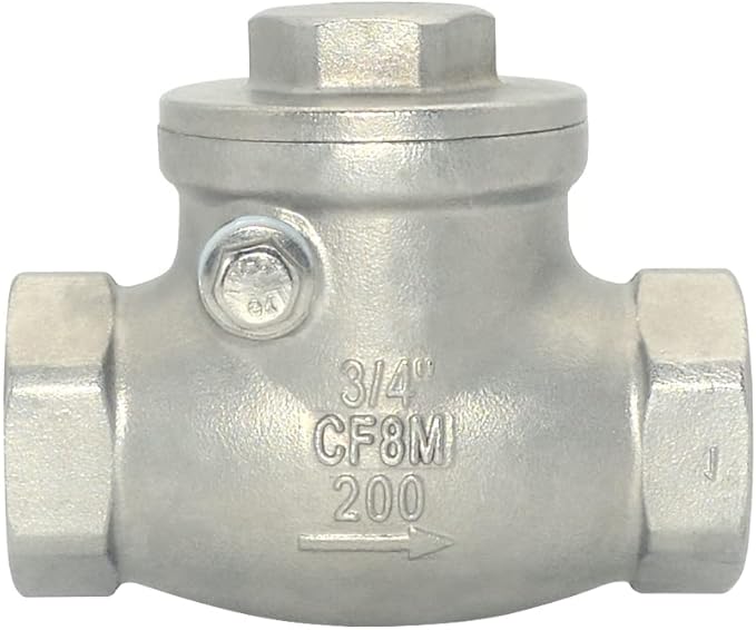 VARMHUS Stainless Steel SS316 Swing Check Valve,NPT Female x Female Thread,WOG 200 PSI PN16 CF8M (3/4")