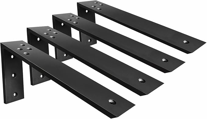 Countertop Support Brackets 4 Pack L Bracket Countertop Brackets 16" x 6" x 2.5" Heavy Duty 3/8" Thick Shelf Brackets Metal Corbels L Shape Bracket for Wood Shelf/Quartz/Granite/Concret Countertops
