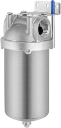 Amwater NSF/ANSI 42 Stainless Steel Whole House Water Filter Housing, 5" x 2.5" Sediment Water Filter System for Heavy Duty, Well & City Water, 3/4" NPT Port, Drain Valve Style C