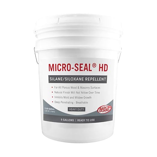 Rain Guard Water Sealers CR-0405 Micro-Seal HD Ready to USE HIGH Solids Sealer Covering Up to 1500 Sq. Ft. All Masonry Surfaces. 5 Gallon Clear Penetrating Silane and Siloxane Professional Grade.
