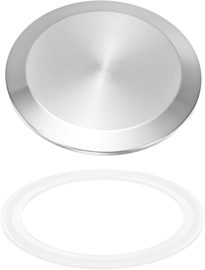 uxcell Stainless Steel Sanitary Fitting Clamp End Cap 3.5" (91mm) Solid Tube End Cap with Silicone Gasket for Food Beverage Cosmetics Factory Pipes