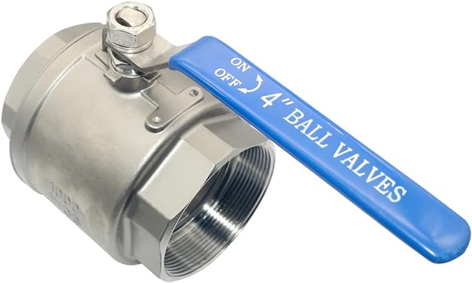 DAN SPEED 4" NPT Female 316 Stainless Steel Full Port Ball Valve Vinyl Handle WOG1000