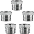 Stainless Steel 1/2" Male to 1/4" Female NPT Reducer Hex Bushing Pipe Fitting Adapter (pack of 5)