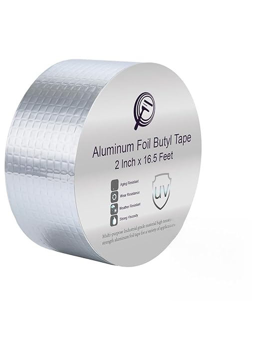Lichamp Aluminum Butyl Tape, Waterproof Butyl Aluminum Foil Tape 2 inches x 16.4ft for RV Repair, Roof, Window Patch, Boat and Outdoor Pipe Sealing