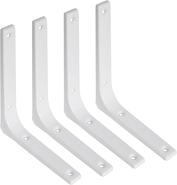 SAYAYO Wall Shelf Brackets White, 6 x 5 Inch Iron Metal Shelf Brackets L Shaped Corner Support Brackets for DIY Floating Shelf, 4 PCS