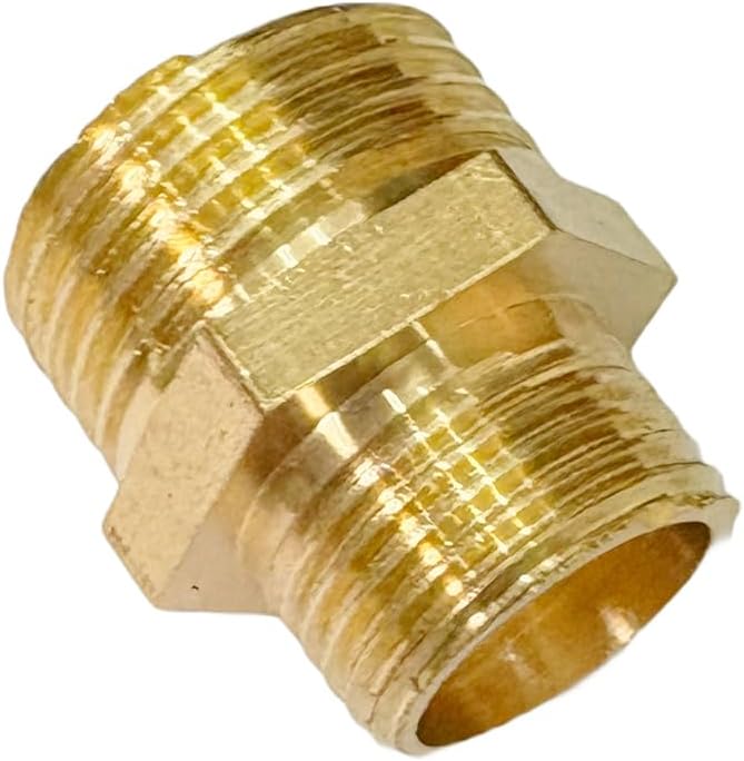 1/2" x 3/8" Male Threaded Hex Nipple Reducer Brass NPT Pipe Fitting Adapter Straight Connectors Pack of 5