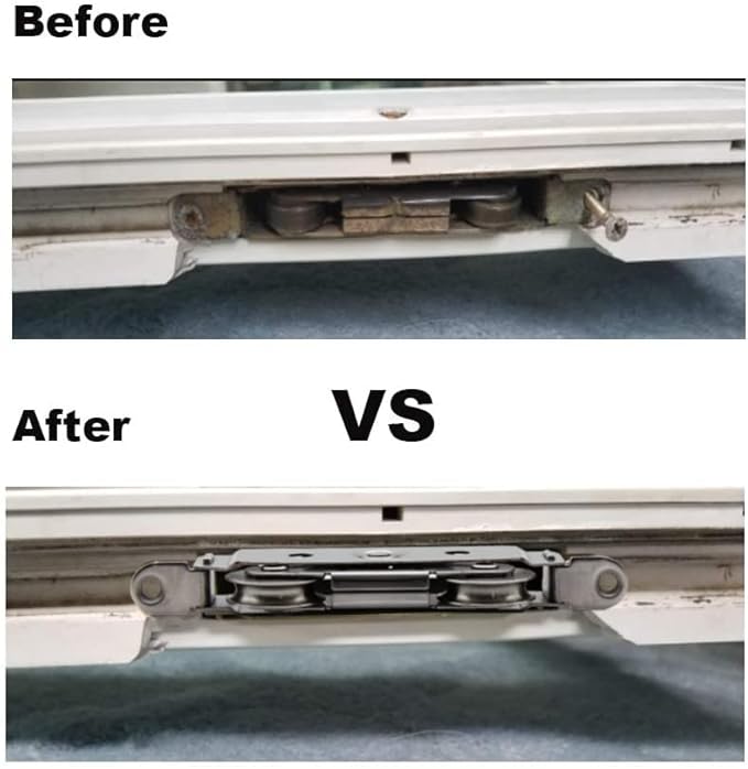 Sliding Door Rollers Replacement,304 Stainless Steel Heavy Duty Ball Tandem Wheels Bearing,Patio Sliding Glass Door Roller Assembly Height Adjustable,2 Pack