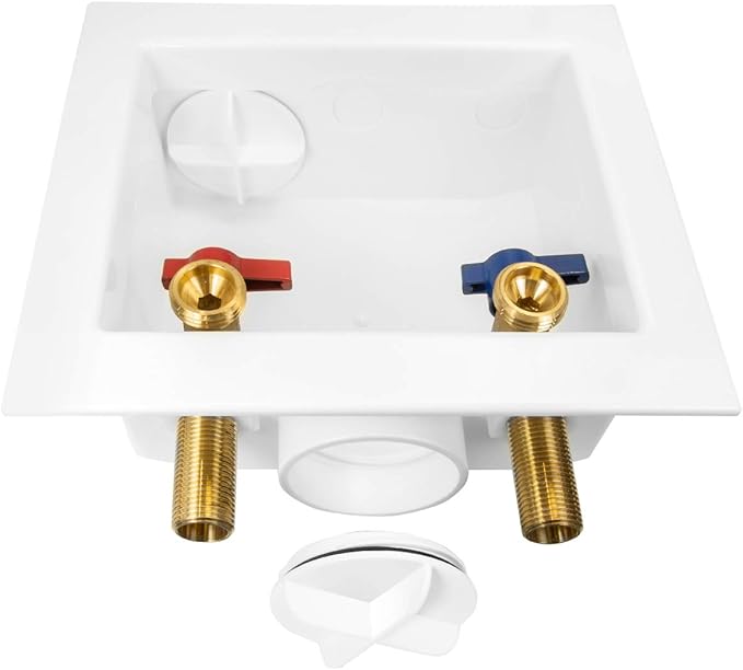 EFIELD Washing Machine Outlet Box with Center Drain, 1/2 inch x 3/4 inch MHT (1/2"-Inch Sweat Connection MIP), White,(WM001)