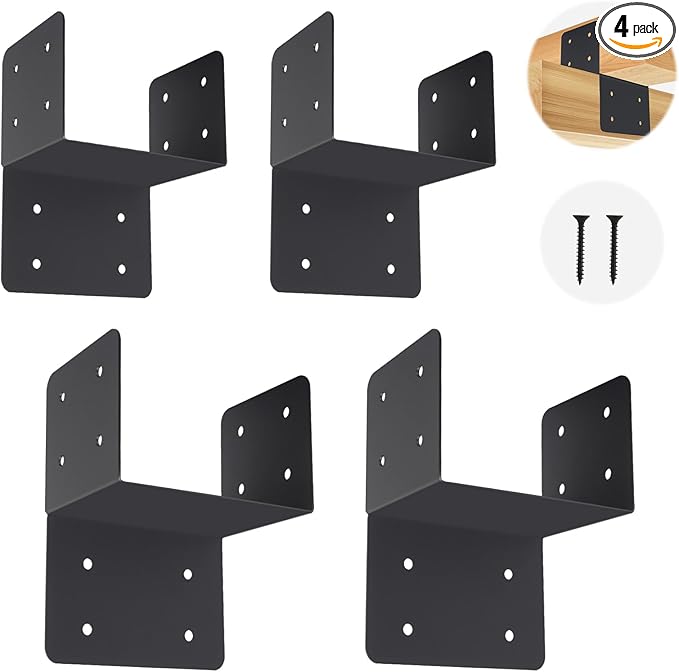 4 Pcs Joist Anchor Connector Fit 6"x 6"Post,Roof Tie Header Hanger Joint Post Cap,Truss to Beam Connector Roof Tie Header Hanger for Outdoor House Carport Shed ,Pergola or Light Steel Frame