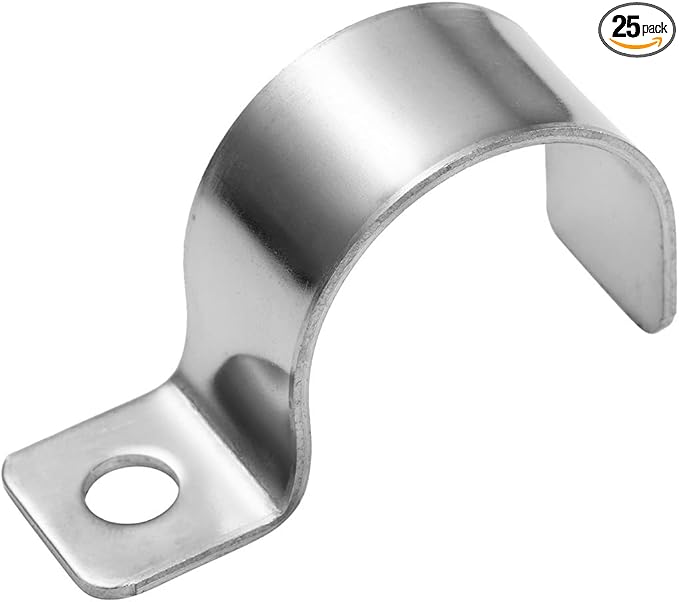 Conduit Pipe Clamps, 304 Ss Pipe Mounting Brackets, Metal One-Hole P-Type Clips for Tube or Wire Cord Installation Fixed Clip | OD 5/8" | 25 Pcs